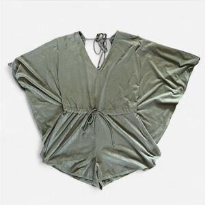 Charlotte Russe - Sage Green Velvet Romper